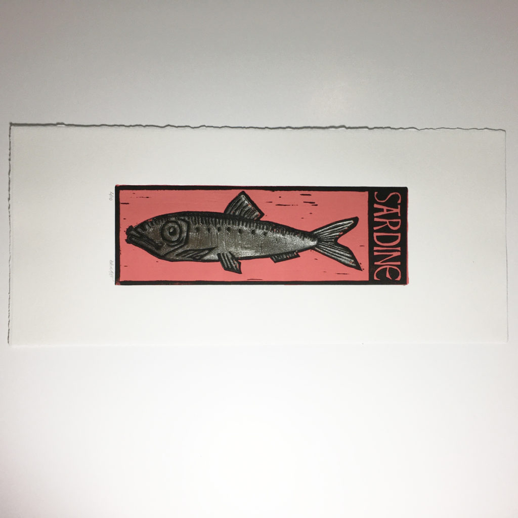 gravure sardine linogravure linocut degast poisson