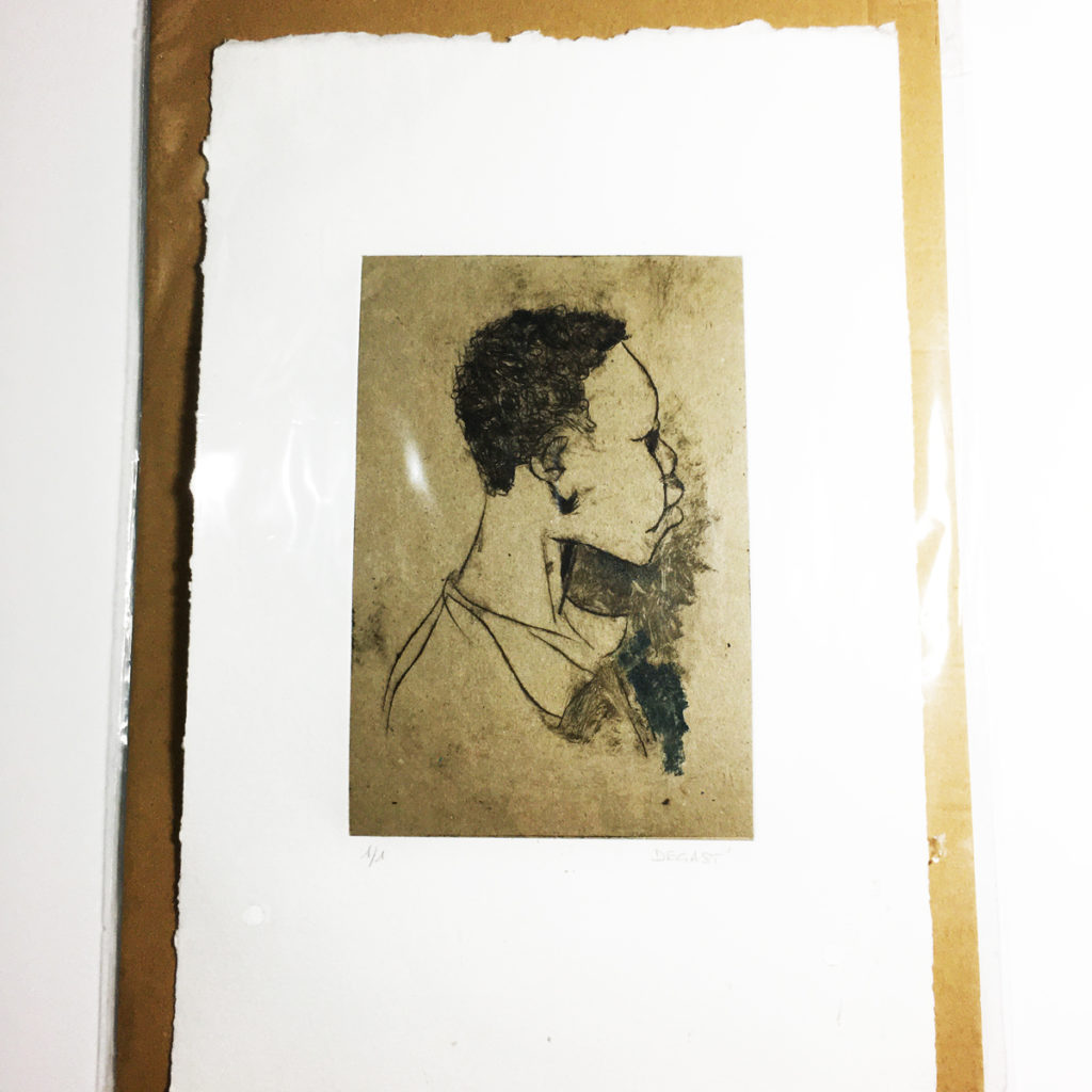 portrait sénégalais gravure degast monotype